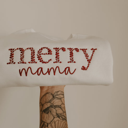 Merry Mama Embroidered Sweatshirt